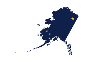 Alaska Map with Flag flag
