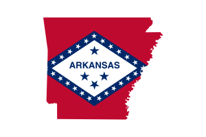 Arkansas Map with Flag flag