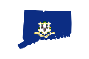 Connecticut Map with Flag flag