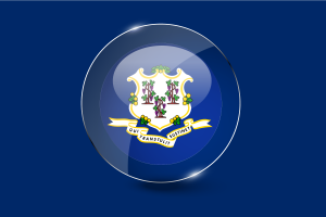 Connecticut Flag Glossy Round Button flag