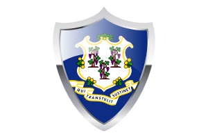 Connecticut Flag with Medieval Heater Shield flag