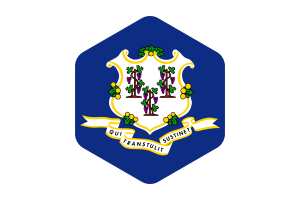 Connecticut Flag Rounded Hexagon Shape flag