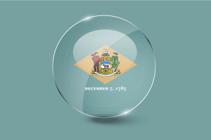 Botão Redondo Brilhante da Bandeira de Delaware flag