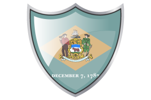 Escudo com a Bandeira de Delaware flag