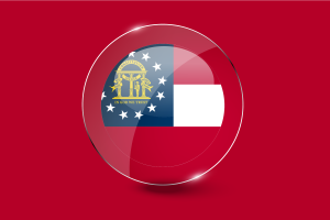 Botão Redondo Brilhante da Bandeira da Geórgia flag