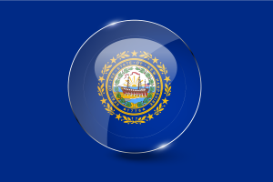 Glänzender runder Knopf der New Hampshire-Flagge flag