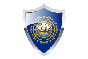 New Hampshire-Flagge mit mittelalterlichem Heater-Schild flag