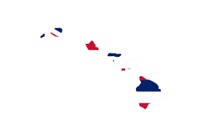 Hawaii Map with Flag flag