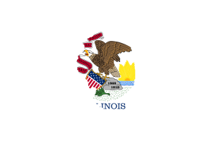 Mapa de Illinois con Bandera flag