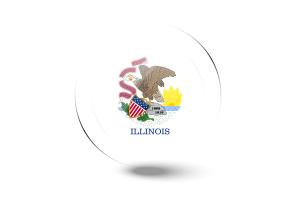 Botón Redondo Brillante de la Bandera de Illinois flag