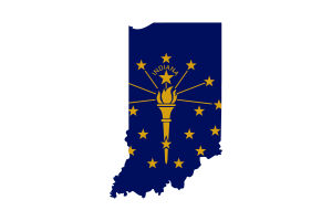 Indiana Map with Flag flag