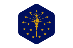 Indiana Flag Rounded Hexagon Shape flag
