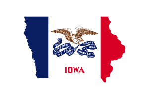 Iowa Map with Flag flag