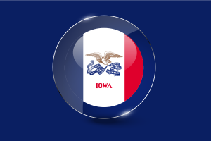 Iowa Flag Glossy Round Button flag