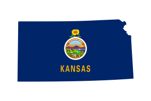 Kansas Map with Flag flag