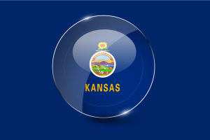 Kansas Flag Glossy Round Button flag