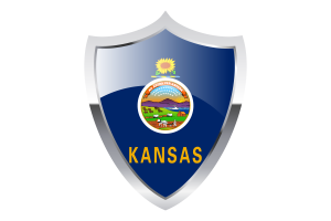 Kansas Flag with Medieval Heater Shield flag