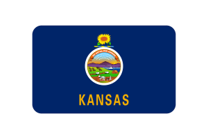 Kansas Flag Triangle Rounded Shape flag