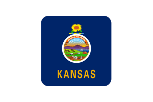 Kansas Flag Square Rounded Shape flag