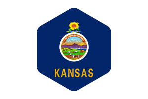 Kansas Flag Rounded Hexagon Shape flag
