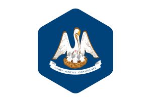 Louisiana Flag Rounded Hexagon Shape flag