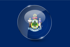 Maine Flag Glossy Round Button flag