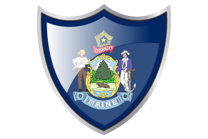 Shield with Flag of Maine flag