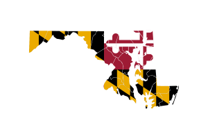 Maryland Map with Flag flag