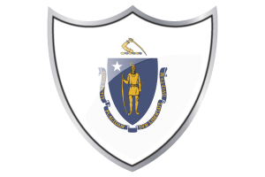 Shield with Flag of Massachusetts flag
