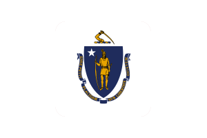 Massachusetts Flag Square Rounded Shape flag
