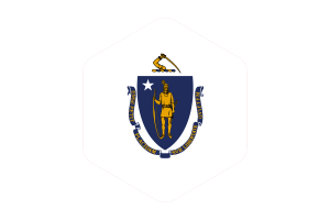 Massachusetts Flag Rounded Hexagon Shape flag