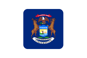 Michigan Flagge Quadrat Abgerundete Form flag