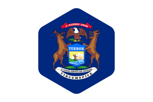 Michigan Flagge Abgerundetes Sechseckform flag