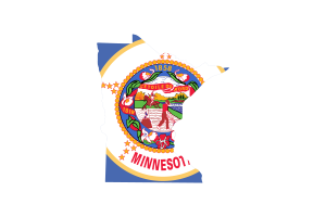 Minnesota Map with Flag flag