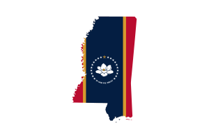 Mississippi Map with Flag flag