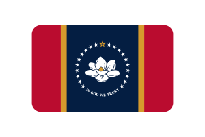 Mississippi Flag Triangle Rounded Shape flag