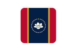Mississippi Flag Square Rounded Shape flag