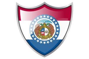 Schild mit Flagge von Missouri flag
