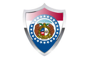 Missouri-Flagge mit mittelalterlichem Heizungsschild flag