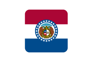 Missouri-Flagge Quadrat Abgerundete Form flag