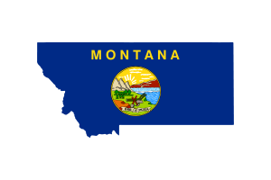 Mappa del Montana con bandiera flag