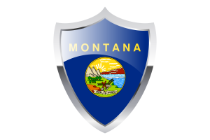 Bandiera del Montana con scudo medievale flag