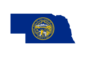 Mappa del Nebraska con bandiera flag