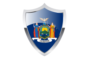 New York Flag with Medieval Heater Shield flag