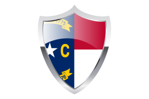 Bandiera della Carolina del Nord con scudo medievale flag