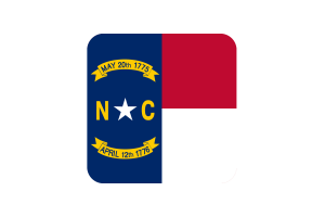 Bandiera della Carolina del Nord forma quadrata arrotondata flag