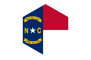 Bandiera della Carolina del Nord forma esagono flag