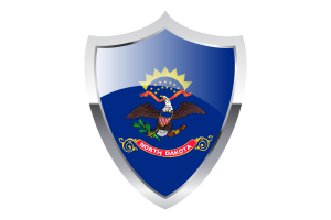 North Dakota Flag with Medieval Heater Shield flag
