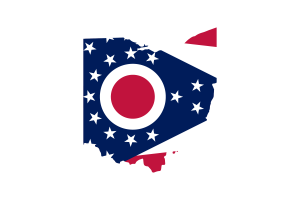Mapa de Ohio con bandera flag