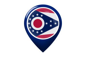 Icono de pin de mapa de la bandera de Ohio flag